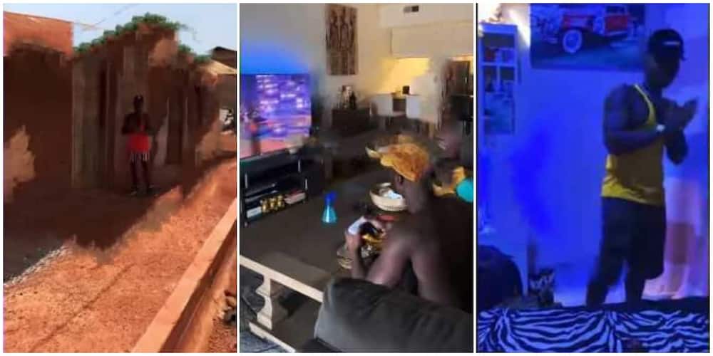 Mixed reactions as man shows off the tasteful interior of his mud house in viral video