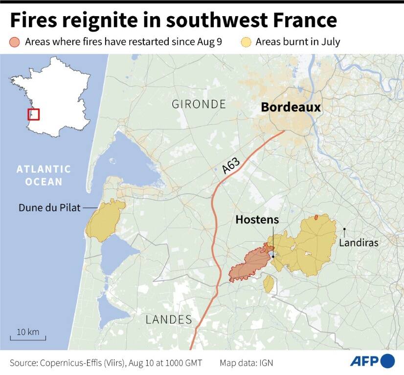 Fires reignite in southwest France