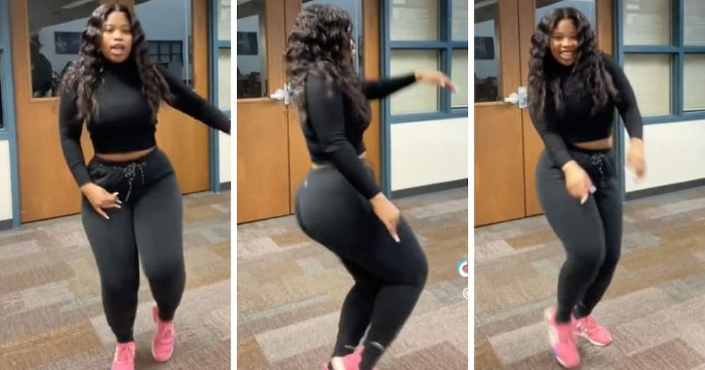 South African lady trends for amapiano dance challenge