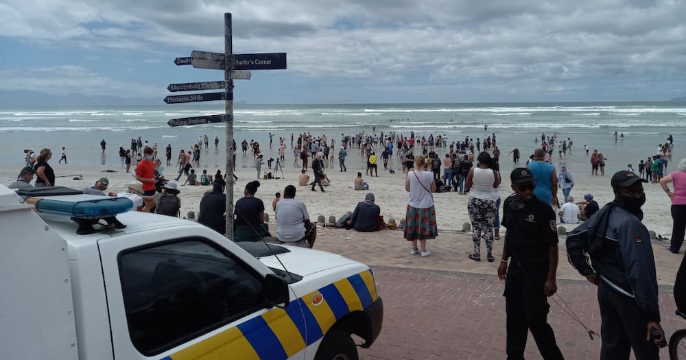 Cape Town residents rebel against lockdown and swarm Muizenberg beach