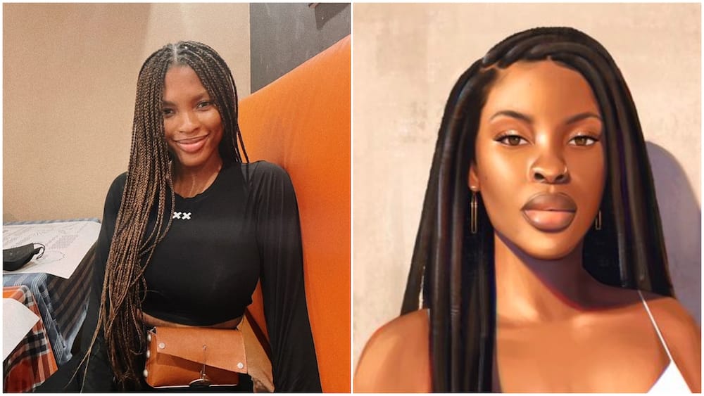 Nigerian lady paints herself to celebrate her birthday, photo of artwork wows many