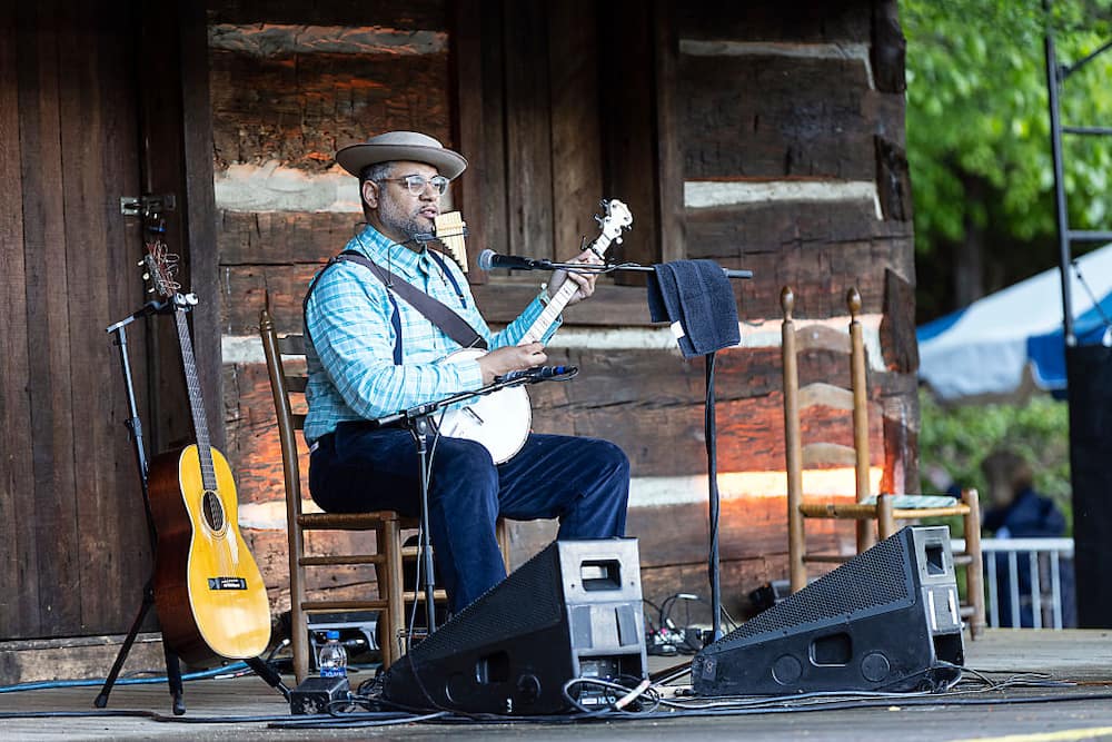 Dom Flemons performed for fans at the MerleFest at Wilkes Community College