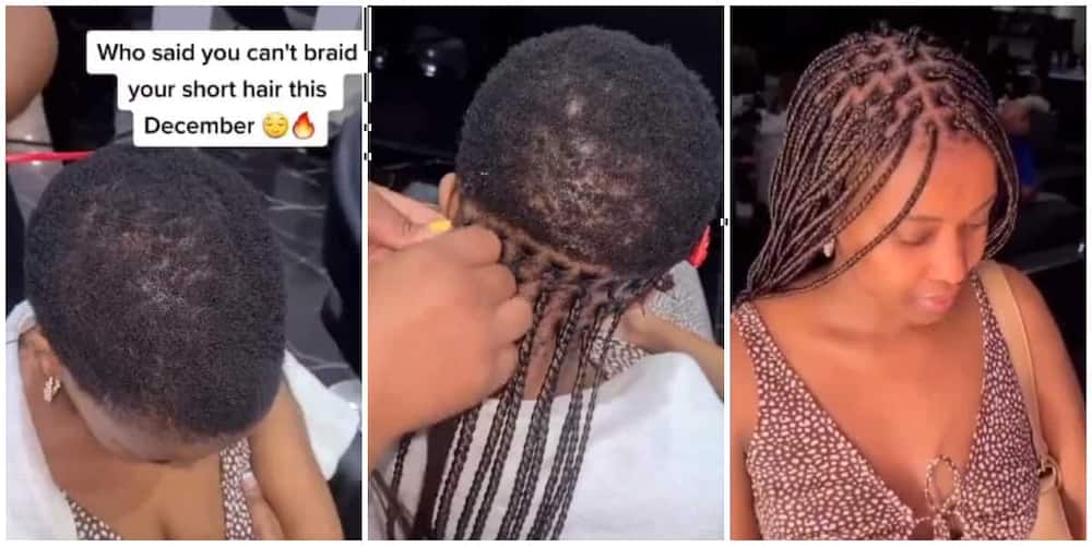 Mixed Reactions as Lady with Very Short Hair Gets Braided Hairstyle: 