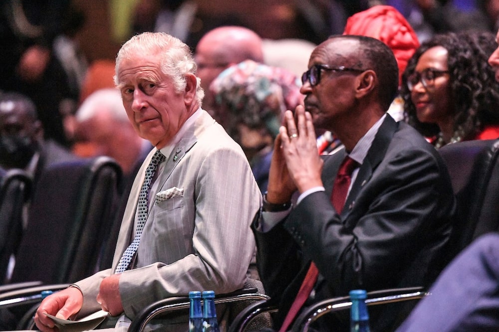 Britain's Prince Charles with Commonwealth summit host, Rwandan President Paul Kagame, on Thursday