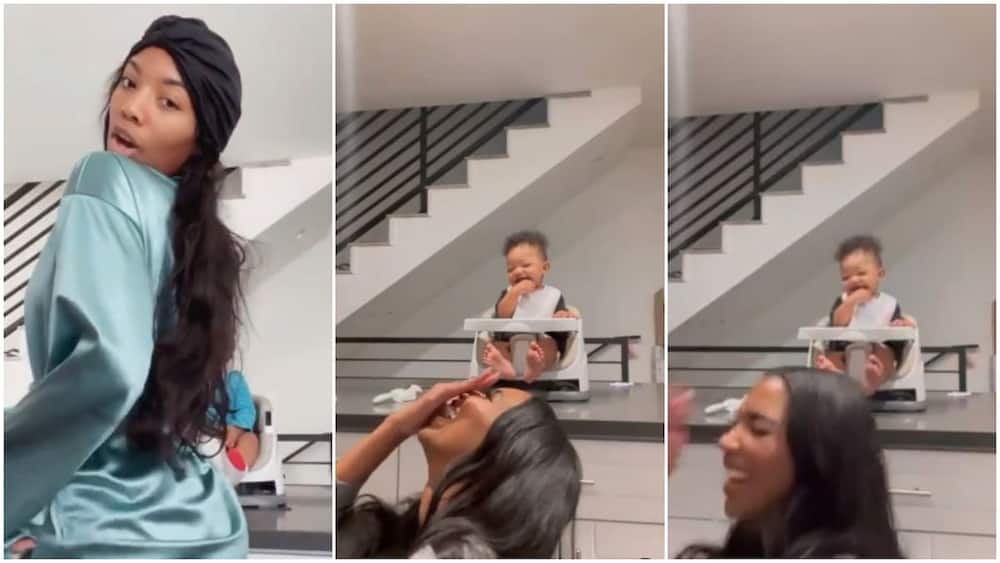 Little baby laughs hard as mum tries to twerk for the gram, video goes viral