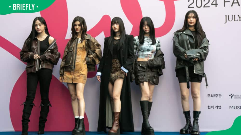 Minji, Danielle, Hearin, Hanni, and Hyein (L-R) attend Seoul Fashion Week F/W 2024