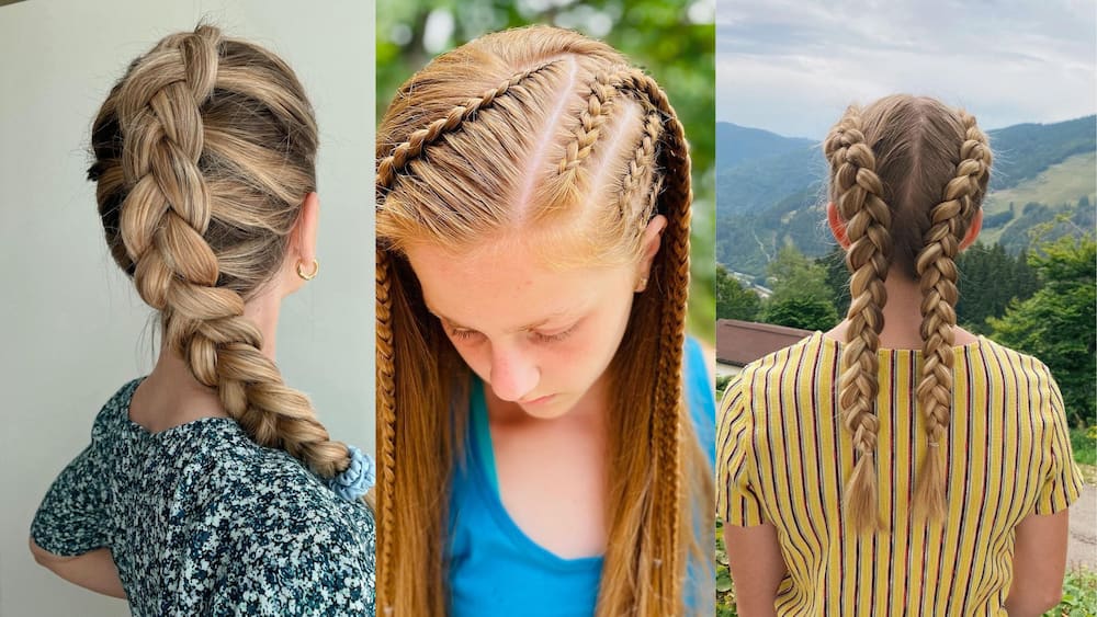 Braided hairstyle for today= 2 dutch braids+4 small dutch braids