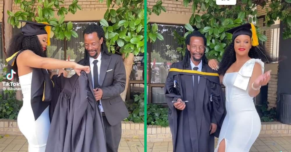 A woman honoured her dad on graduation day