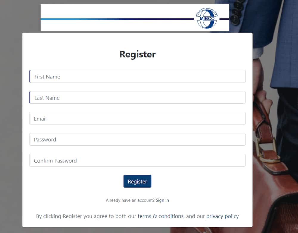 MIBCO registration portal
