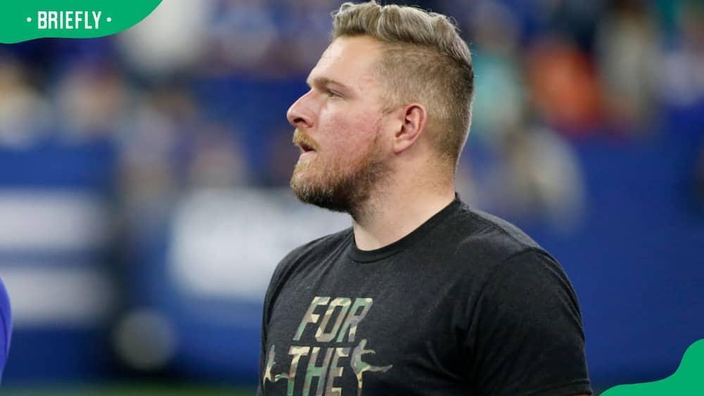 Pat McAfee during Dwight Freeney's induction to the Indianapolis Colts Ring of Honor at Lucas Oil Stadium in 2019