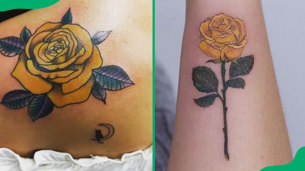 Yellow rose tattoos