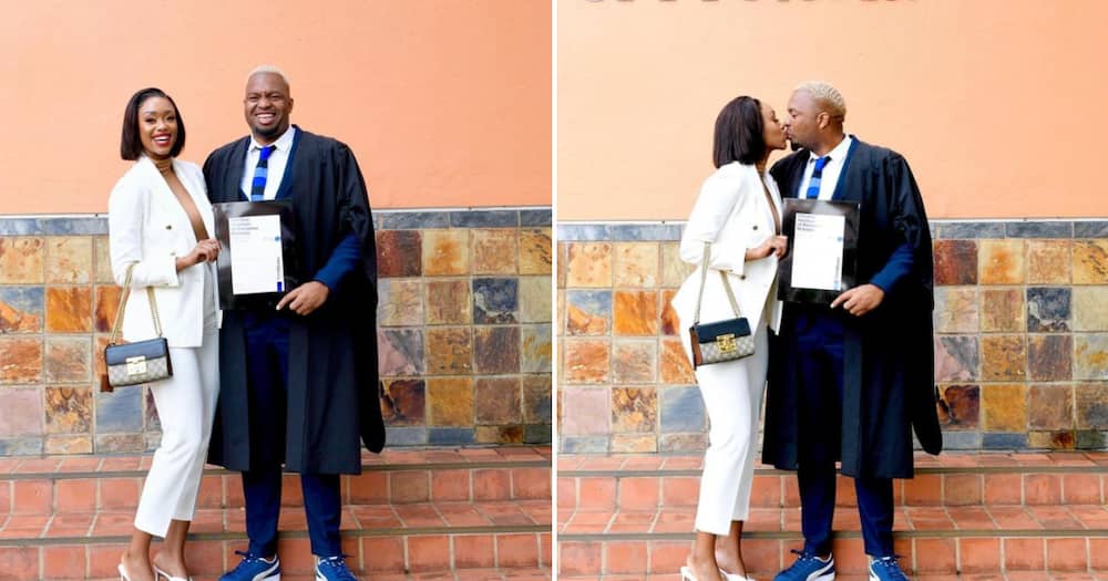Itu Khune’s wife praised her hubby online for graduating from GIBS.