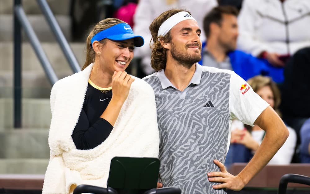 Stefano Tsitsipas (R) and Paula Badosa (L) during the Eisenhower Cup