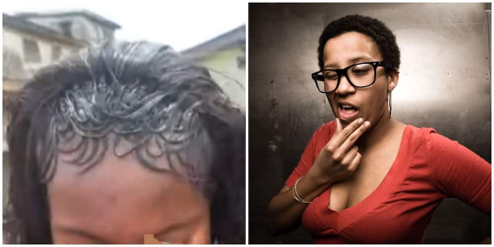 Lady's Interesting, Bizzare Hairstyle in Viral Video Has Mzansi In Stitches  