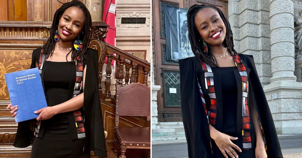 A lady bagged two master's degrees from two international universities