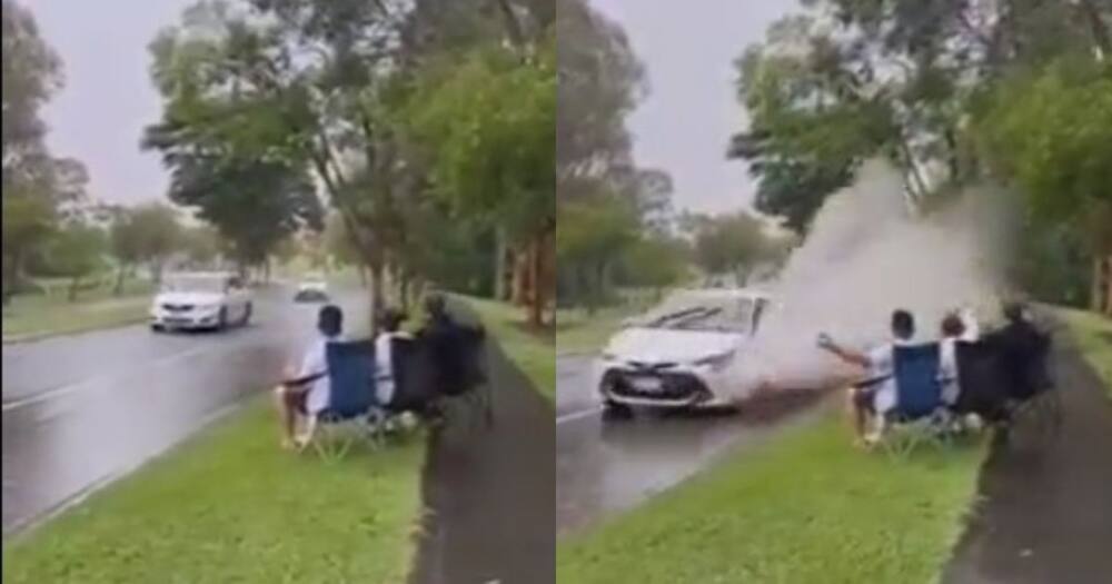 Water, rain, splash, cars, viral video, trending, funny, laughter, Mzansi, reactions