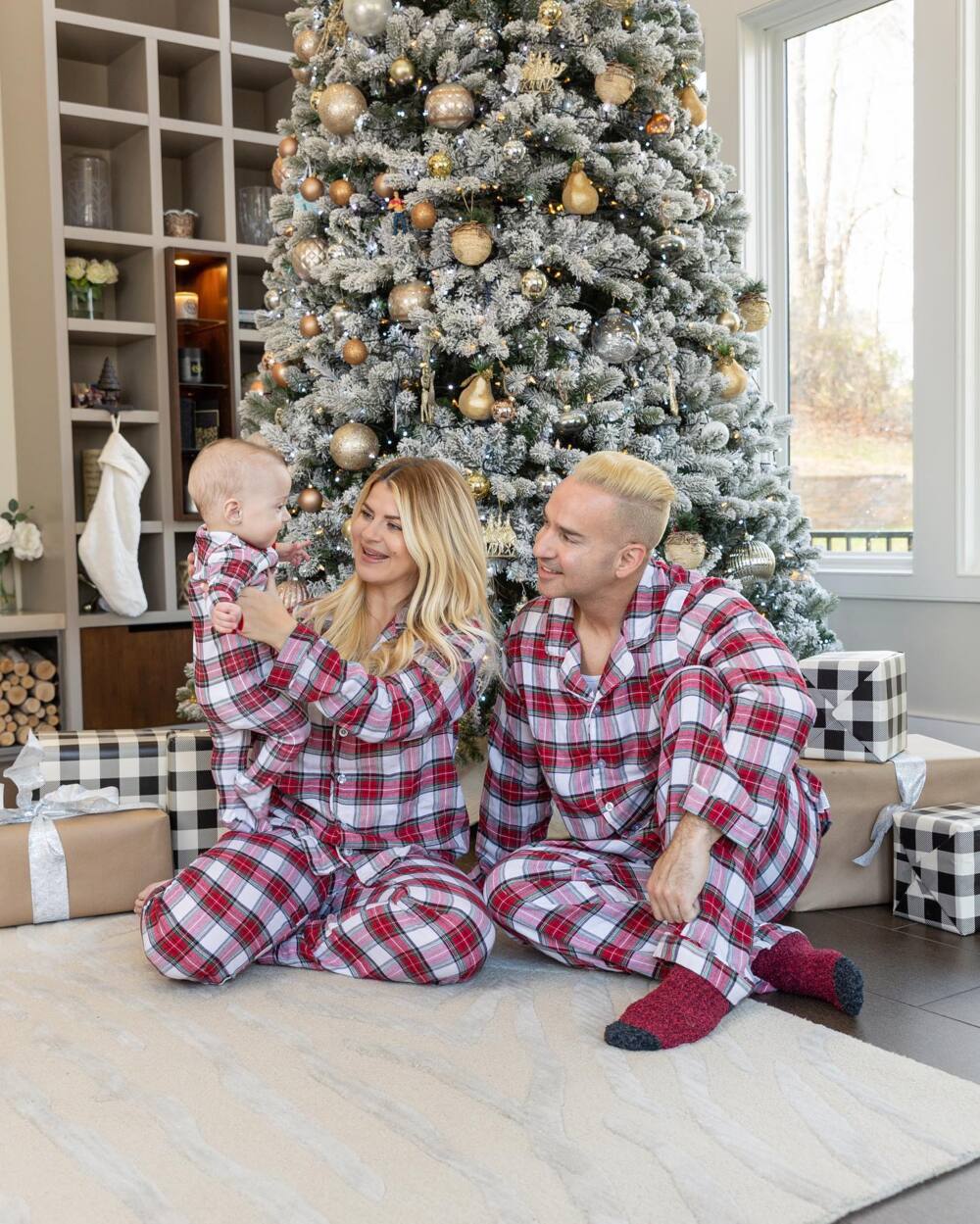 Monogrammed flannel Christmas set