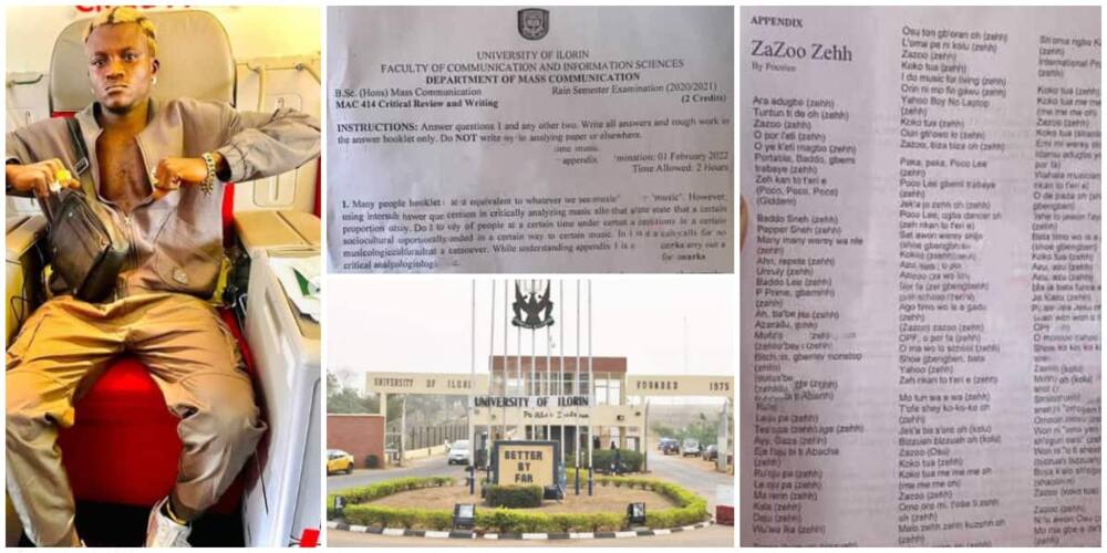Nigerians react as UNILORIN features singer Portable's Zazu lyrics as compulsory exam question with 24 marks