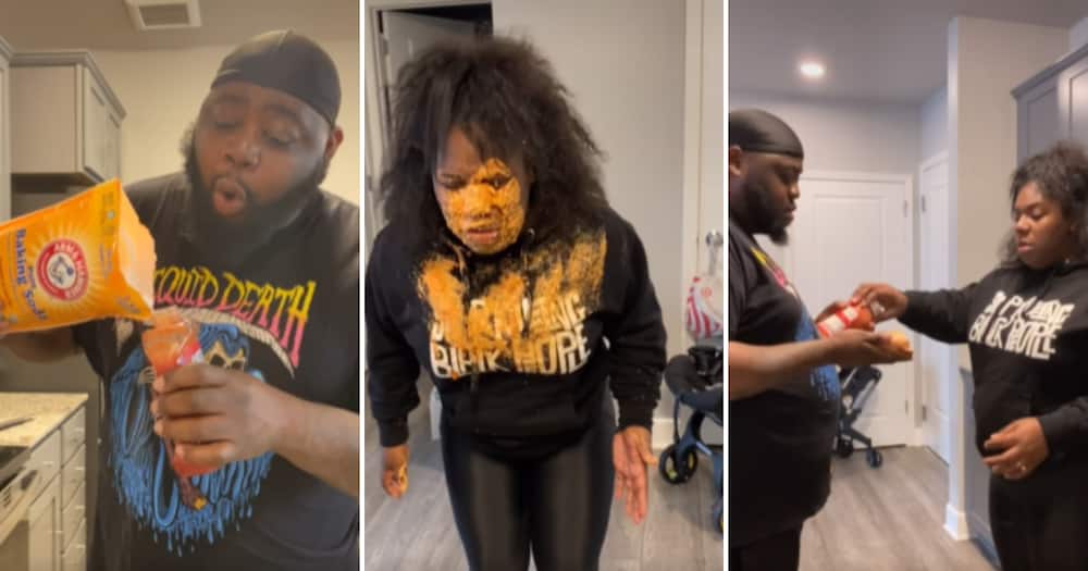 Facebook user Snacks Philly shared a video showing his wife getting a face full of tomato sauce