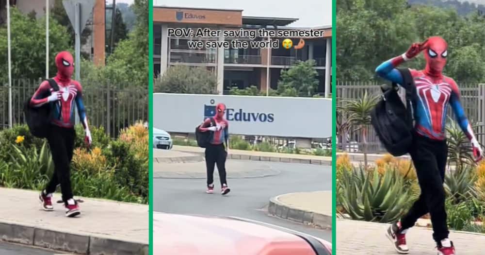 Spider-Man, university, TikTok video, South Africa