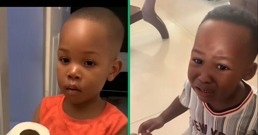 A TikTok video shows a little boy crying for his mom.