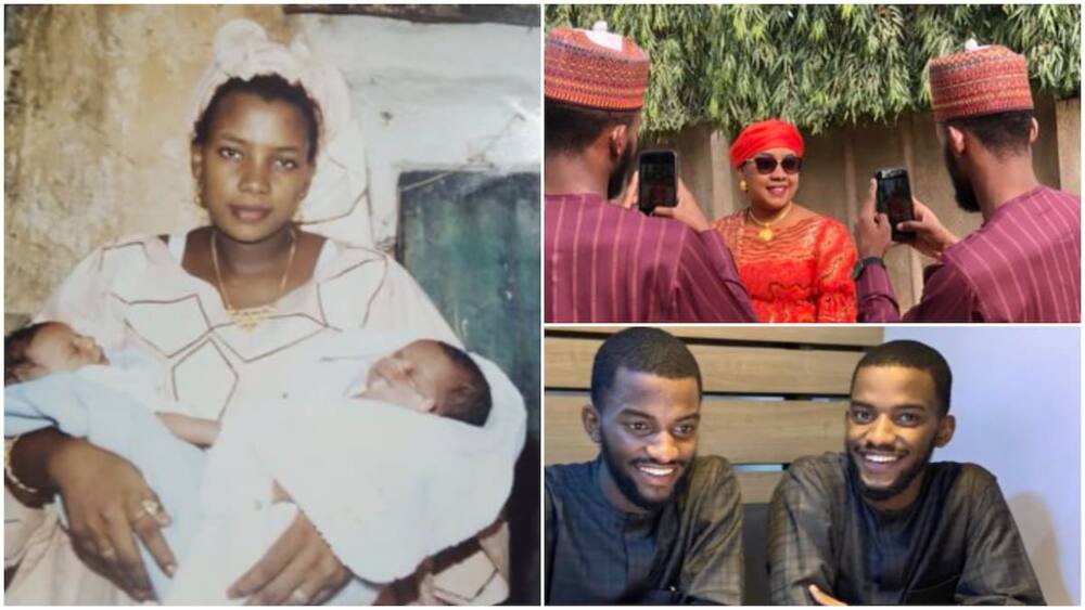 Adorable Photos of Nigerian Twins Taking Pictures with their Mother many Years after they Were Born Go Viral