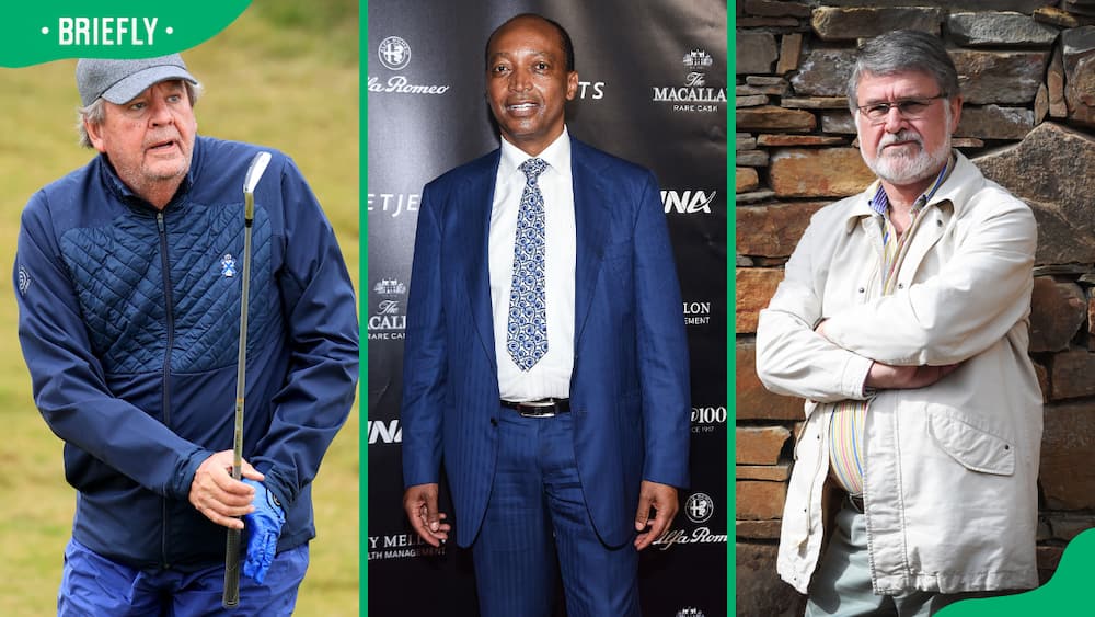 From (L) to (R) Johann Rupert, Patrice Motsepe and Jannie Mouton