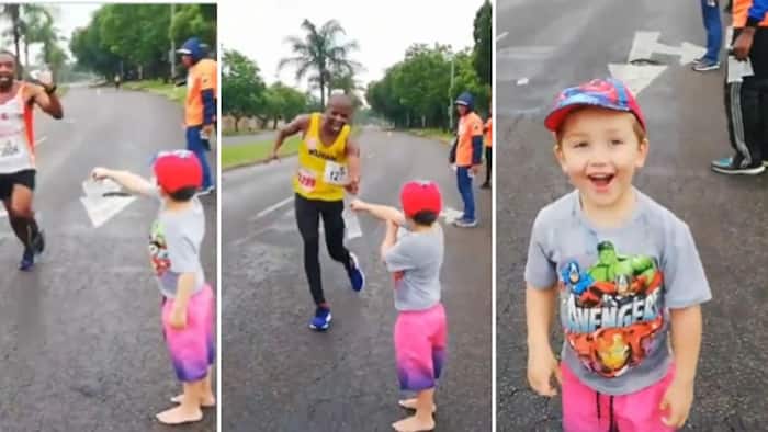 Adorable little boy has cute reaction to runner grabbing water pack from him in a heart-warming video: lekker