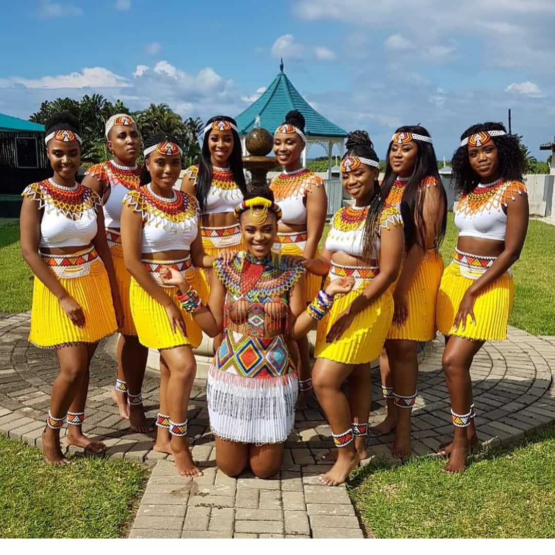 Clipkulture Zulu Maidens In White Umemulo Traditional Attire With ...