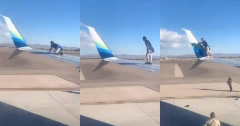 Haibo: Clip of man on aeroplane wing goes viral
