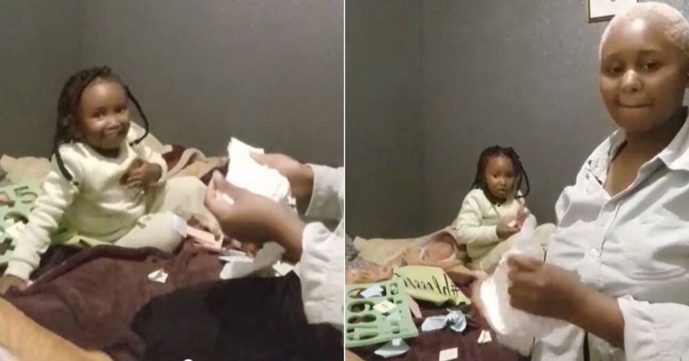 TikTok video of kid surprised by mom wanting her to wear diaper
