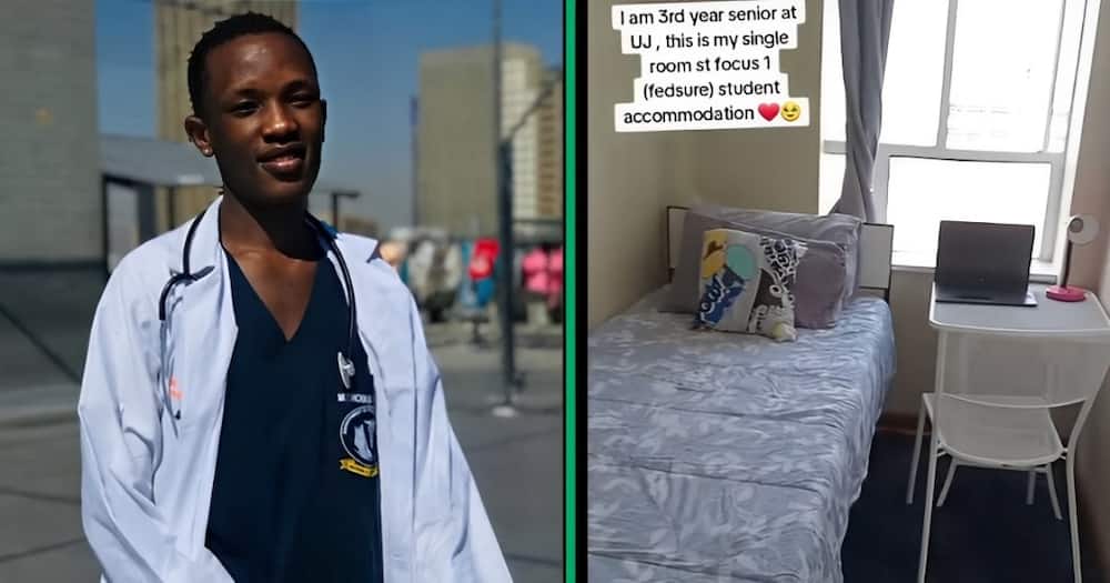 A young man took to TikTok to showcase his student accommodation apartment.