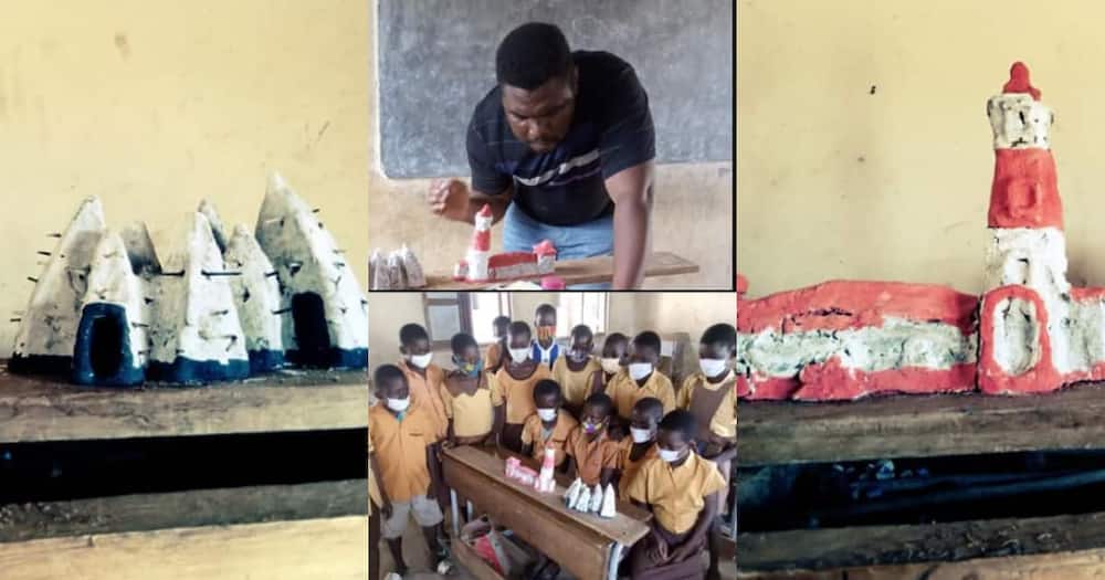 Creative Ghanaian Teacher Uses Clay to Model Tourist Sites for Pupils Unable to Afford Trip to See Them; Drops Photos