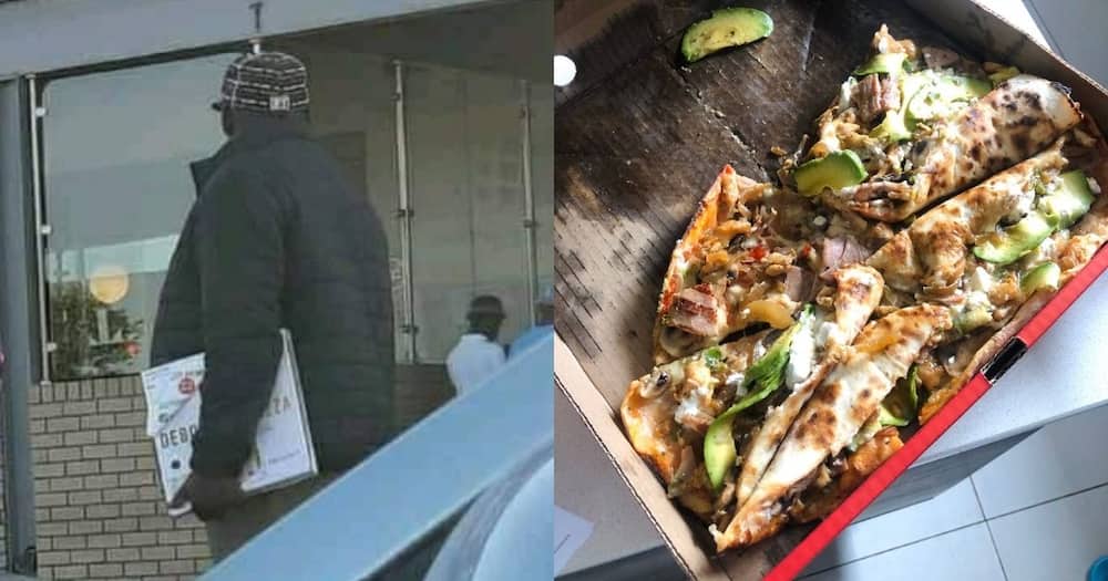 Pizza, carrying food, Mzansi, South Africa, viral image, trending news, reactions