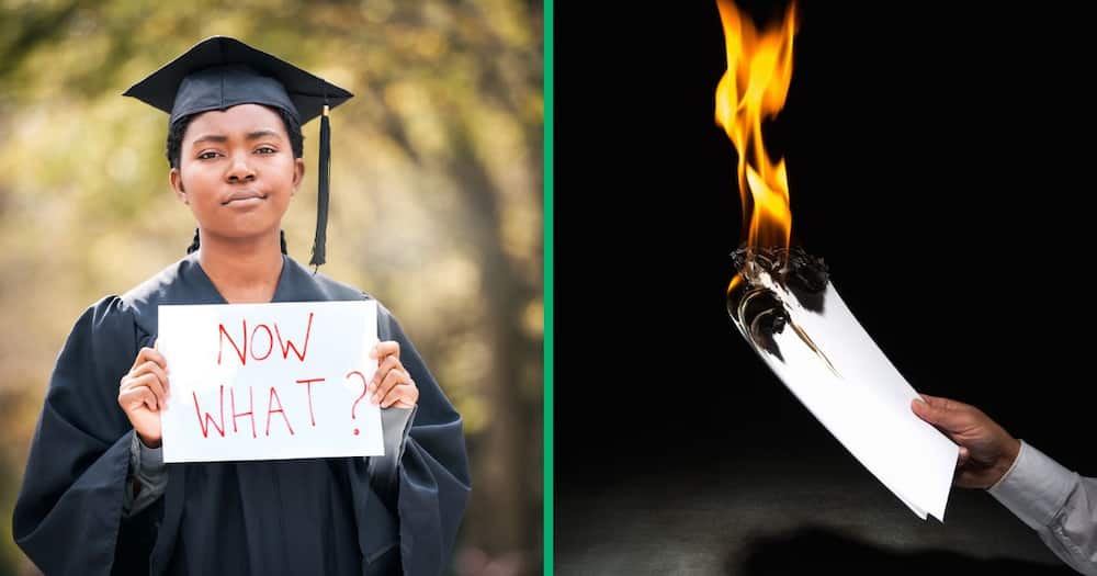 A student from the University of South Africa burned her LLB degree and was condemned for her actions