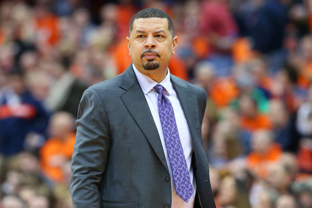 Jeff Capel of the Pittsburgh Panthers looks on against the Syracuse Orange