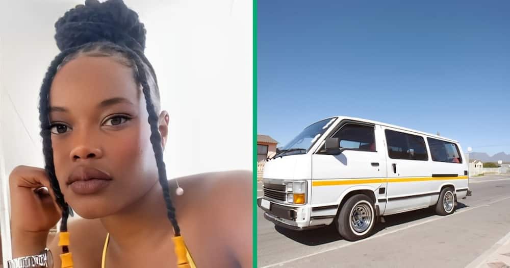 A TikTok video shows a woman unveiling a taxi transformation.