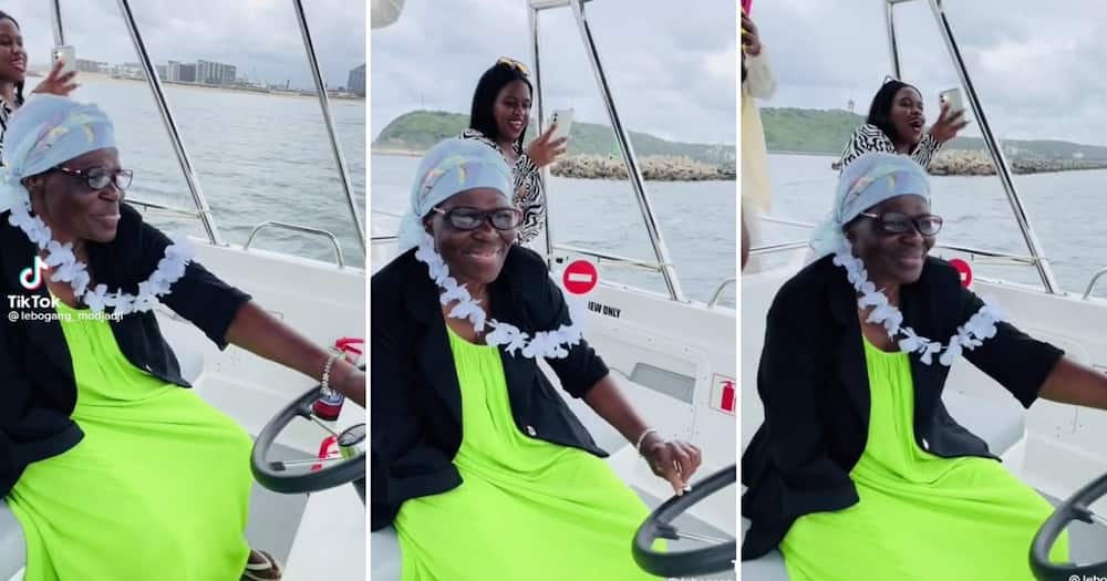 A gogo driving a yacht