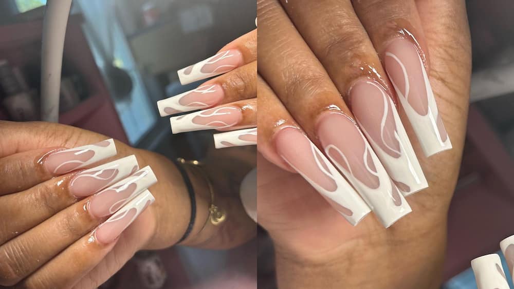 Clear nails with white tips