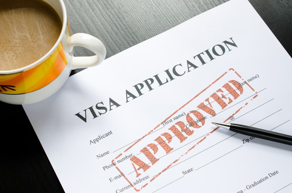 An approved visa application form