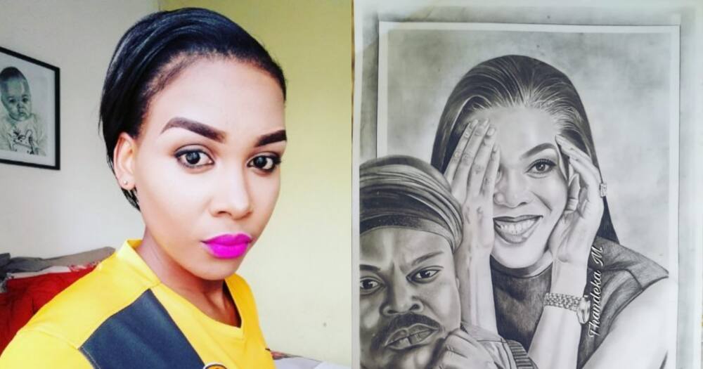 Talented Young SA Lady Draws Rasta and "Fixes" One of His Paintings