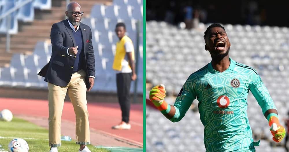 Steve Komphela lectured Orlando Pirates goalkeeper Sipho Chaine about humility
