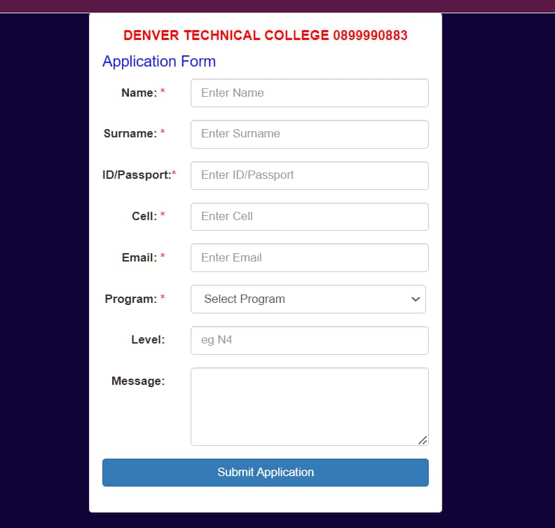 Denver Technical College portal
