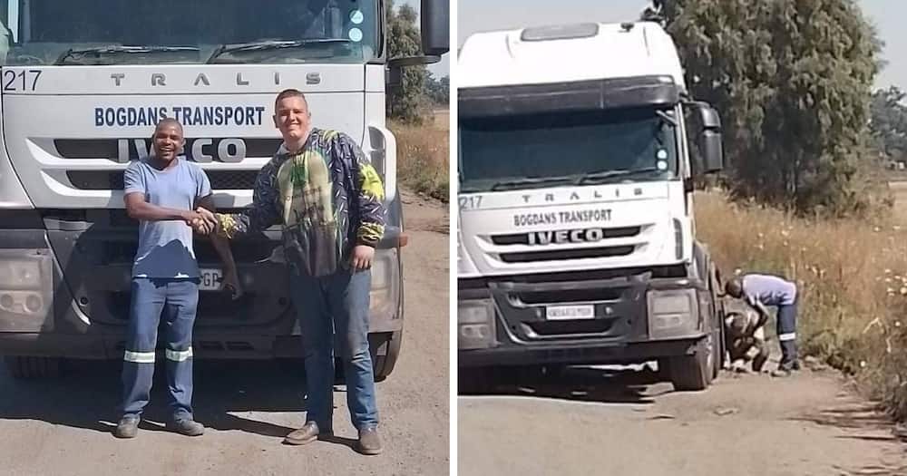 Young South African Man Shows Selflessness to Help a Truck Driver Stuck in a Huge Pothole, Mzansi Loves It
