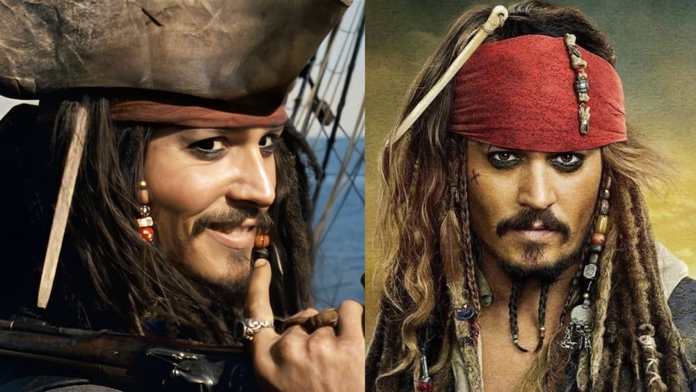 Actor Johnny Depp as Captain Jack Sparrow in Disney's Pirates of the Caribbean