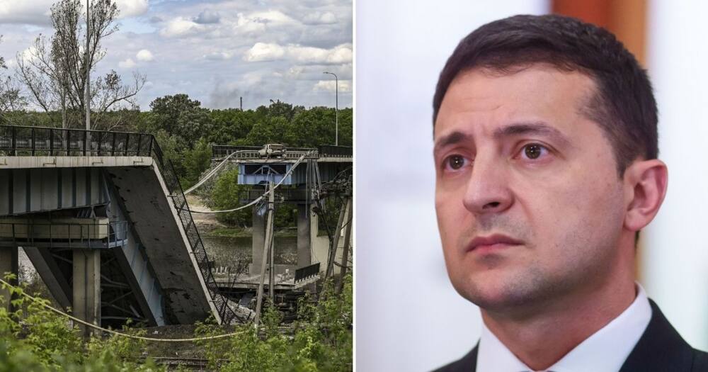 Russian, troops, destroyed, bridges, Ukrainians, trapped, Sievierodonetsk, war, President Volodymyr Zelensky