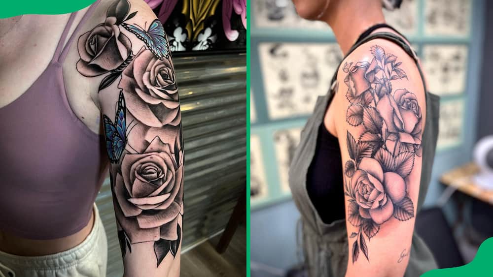 Rose half-sleeve tattoos