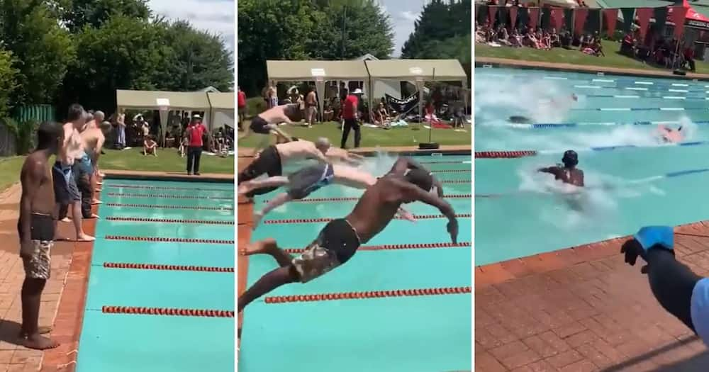 School, Sports, Swimming, Mzansi, Hilarious Reaction to Boy, Awkward Swimming Attempt, Malume