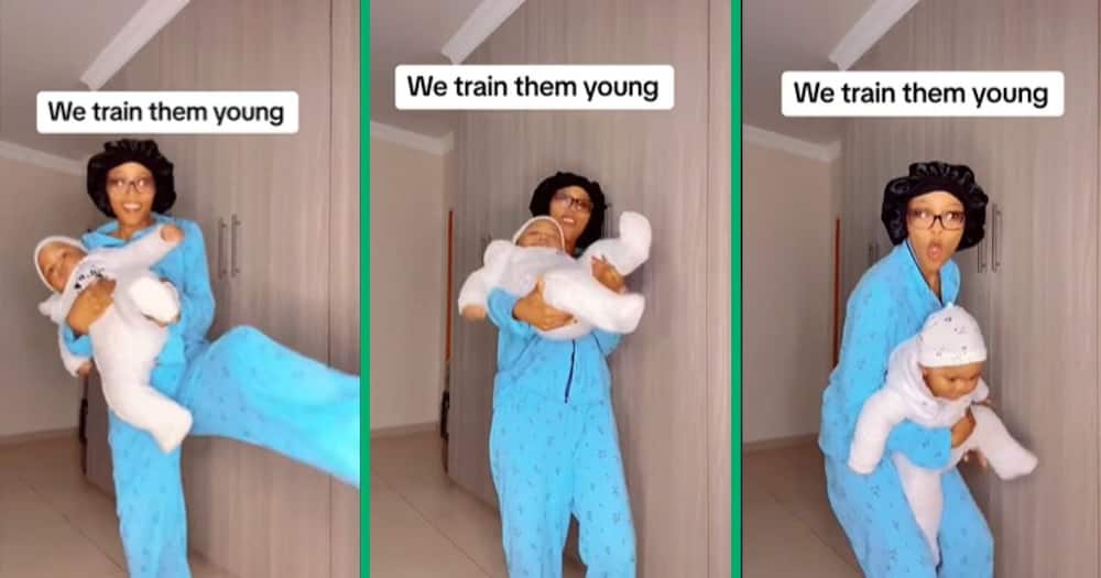 This young mom is teaching her baby to dance to amapiano