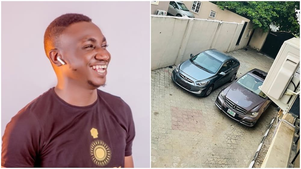 Nigerian man makes it, shows off his garage of cars